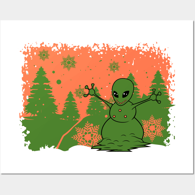 Alien Winter Snowman Wall Art by AngelFlame